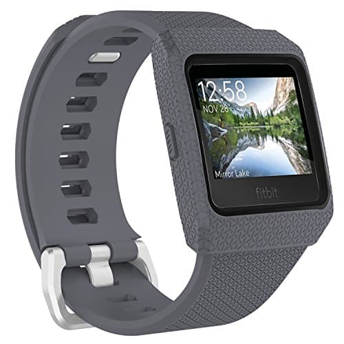 YOUKESI Fitbit Ionic Bands Large, Shockproof Protective Frame Case with Replacement Strap Band for Fitbit Ionic Fitness Smart Watch (Grey/Black Large)