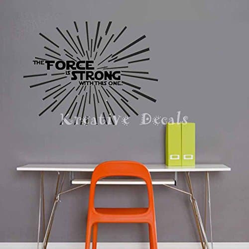 The force is strong with this one light speed vinyl wall decal (10x12, black)