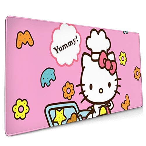 Large Gaming Mouse Pad Hello Kitty Baking Extended Desk Pad for Computers Thick Keyboard Mouse Mat Non-Slip Rubber Base Mousepad 35.43 X 15.75 X 0.12inch