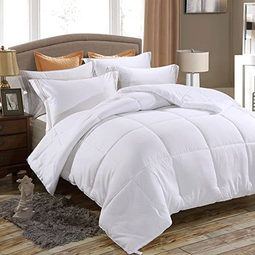Juwenin bedding,Down Alternative Comforter, Duvet Insert, Medium Weight for All Season, (Full/Queen, Pure White)