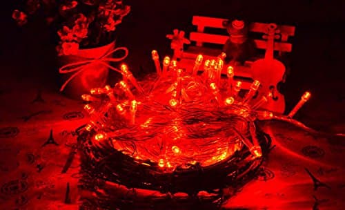 String Lights 33ft 100 LED 8 Modes,SUNYANG Waterproof Decorative Lights for Bedroom,Patio,Garden,Gate,Yard,Parties,Wedding,Lawn,Landscape,Wedding,Christmas.Color:Red