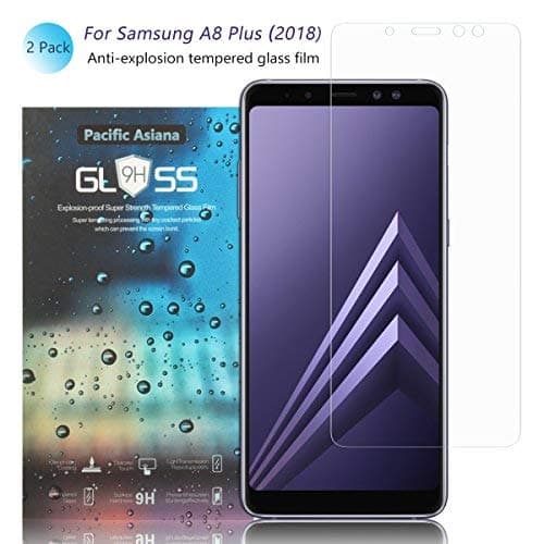 [2-Pack] A8+ 2018 Screen Protector, Pacific Asiana Ultra Thin HD Clear Ballistic [9H Hardness][Anti-Scratch][Bubble-Free][Shockproof][Anti-Fingerprint] Tempered Glass for Samsung Galaxy A8 Plus 2018