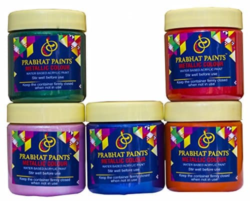 Prabhat Paints Water Based 5 Piece Water Based Metallic/Pearl Colours - 100 gm each