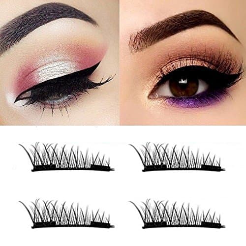 [New Version] Double Magnetic False Eyelashes - No Glue Mess-Free Reusable - Best Fake Lashes Extensions - Beautiful Natural Enhanced Eyes, Volumized Lashes (2 Pair, 4 Pcs)