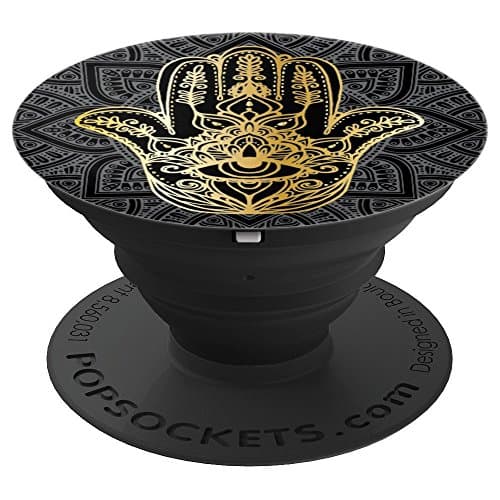 Hamsa Hand with Gold Mandala and Devil Eye - PopSockets Grip and Stand for Phones and Tablets