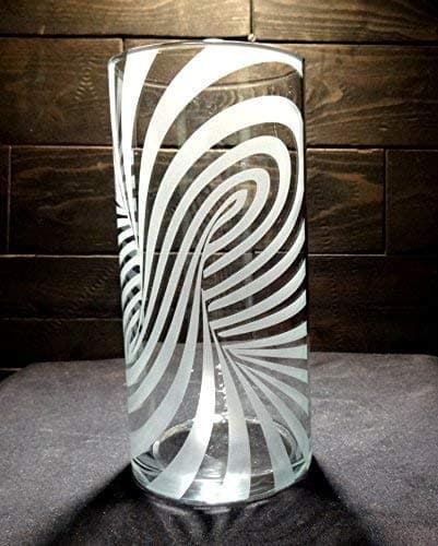 Illusion Etched Glass Vase Twisted Pillar