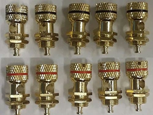 5 Sets of Mountable Banana Binding Post Replacement Sets (5 Black and 5 Red)