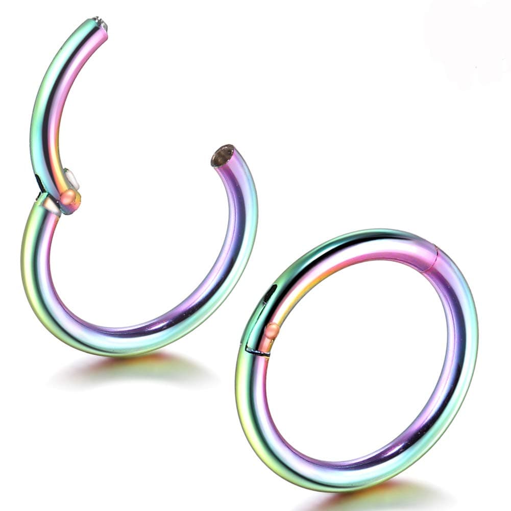 Jusway Nose Ring Piercings Hinged Segment 3/8 (10mm) Titanium Hoop Earring Daith Cartiliage Jewelry 1Pair