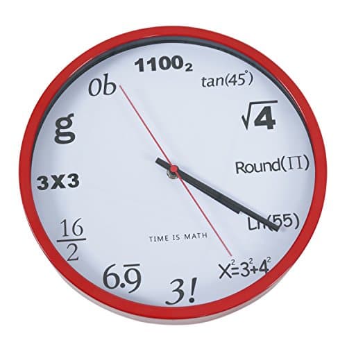 SHELLMIMI 11" Silent Quartz Decorative Wall Clock Non-ticking Math Clock Red