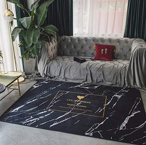 Ayhuir Modern black Marble pattern Thick Floor Long Carpet Soft Touch Rugs-160x240cm