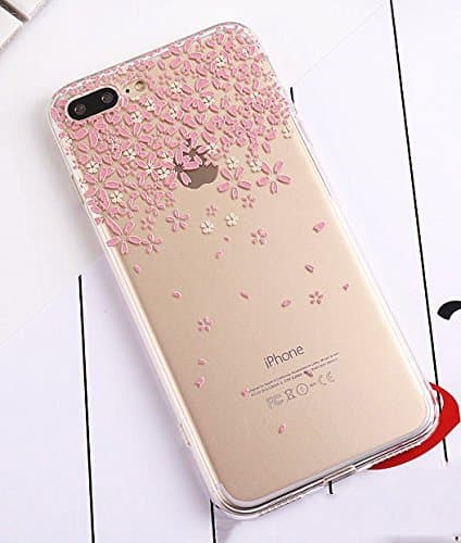 iPhone 8 Plus Case, Kolorfish [Flower] Design Printed Thin Silicone Rubber TPU Clear Case Cover for Apple iPhone 7 Plus, iPhone 8 Plus (Design 1)