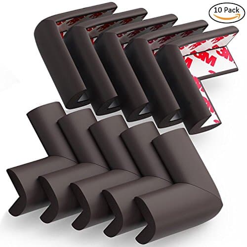 Corner Protectors, Eoney Super Soft Baby Proofing Corner Guards Edge Protectors with 3M Tape for Furniture to Keep Kids Safe Corner Cushion 10 Pack(Brown)
