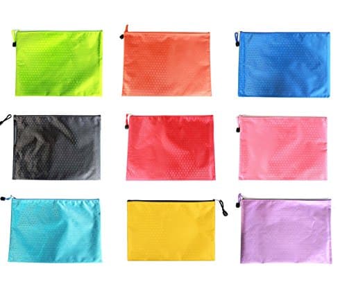 10-Pack Waterproof A4 Zip File Folder Bag Office Filing Storage Pouch with Zipper, Office Stationery, Random Colors