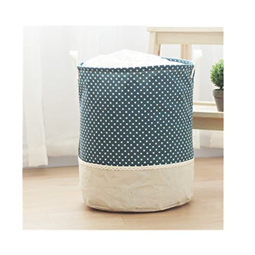 Cotton Linen Pop Up Laundry Hamper Foldable with Lid Laundry Basket Hamper for Laundry Round Storage Basket for Toys Clothing (dark green)