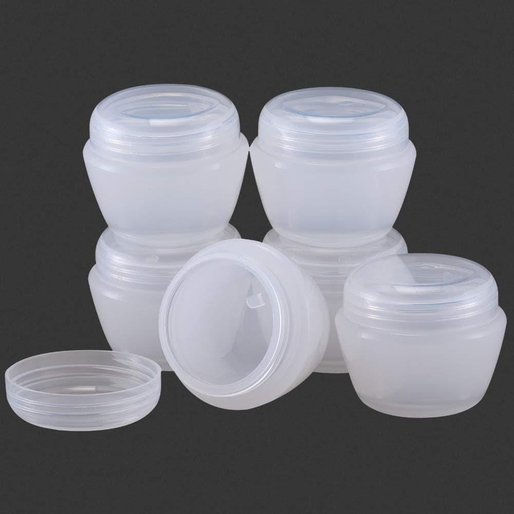 6PCS 50ML Plastic Containers with Lids and Inner Liners, Empty Cosmetic Jars - for Travel Samples, Lotion, Salve, Cream, Scrub (Transparent)