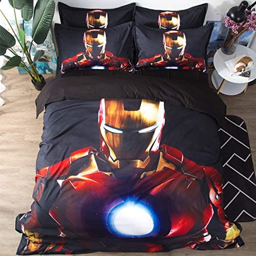 Paixide Iron Man Bedding Cover Sets-3D Printed Brushed Microfiber with 3 Pieces Bedding Set, 1 Duvet Cover 2 Pillowcases, NO Comforter, Queen Size