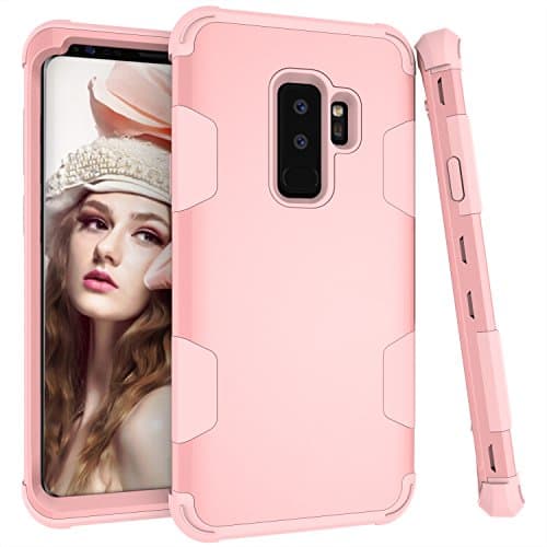Galaxy S9 Plus Case, Daker Three Layer Full Body Heavy Duty [PC+TPU+PC] Hybrid Sturdy Anti-Shock Cover High Impact Drop Resistant Protective Case for Samsung Galaxy S9 Plus 6.2 inch 2018 (Rose Gold)