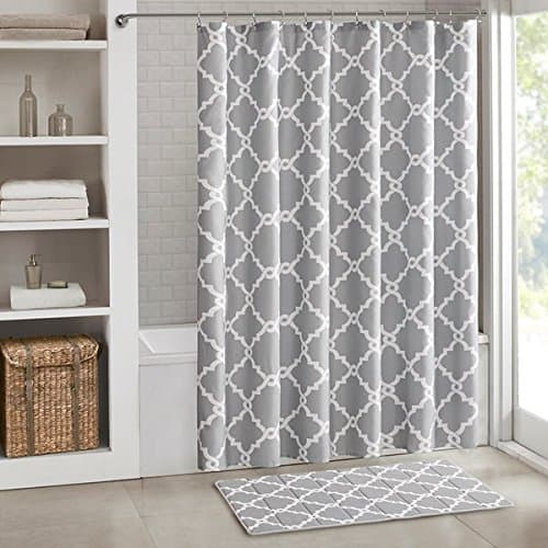 Merritt Reversible Memory Foam Bath Mat , Classic Geometric Pattern Bathroom Rugs , 20X30 inches , Grey