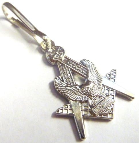 Masonic Biker Eagle Motorcycle Polished Nickel HOG Freemason Zipper Pull Clip