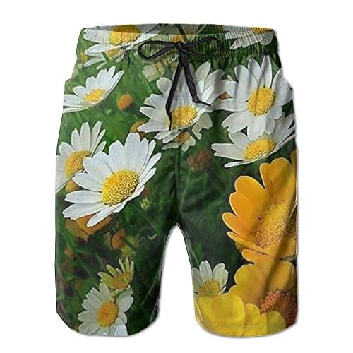 Qpkia Cosmos Flowers That I Like Men Quick Dry Beach Board Shorts Pants Pocket