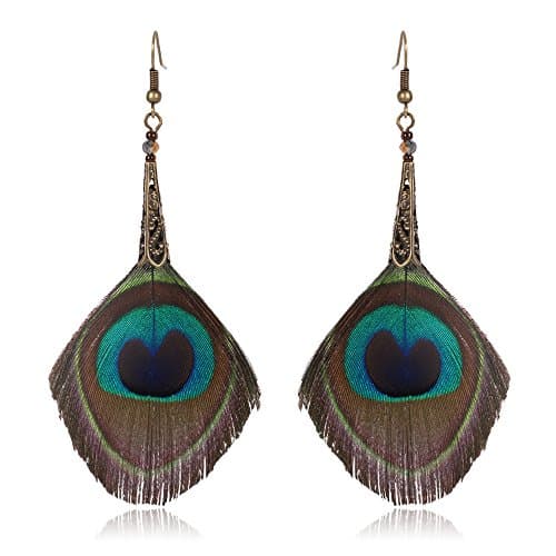 Popular Latest Peacock Feather Retro Earrings