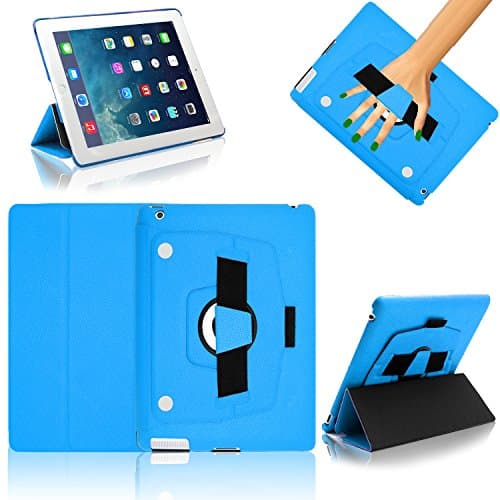 Gorilla Tech iPad Air 2 Case Cover, Protective Case with Elastic Hand Strap, Stand and Detachable Front Panel for convenient use, for iPad Air 2 (6th Generation), (Light Blue)