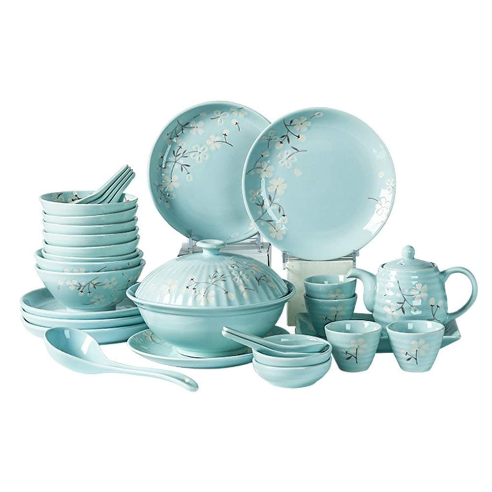 Miyabitors 30-Piece Tableware Set, Chinese Dinnerware, Round Shaped Ivory White Porcelain Dinner Sets, Suitable for Family Use of 4-6 People