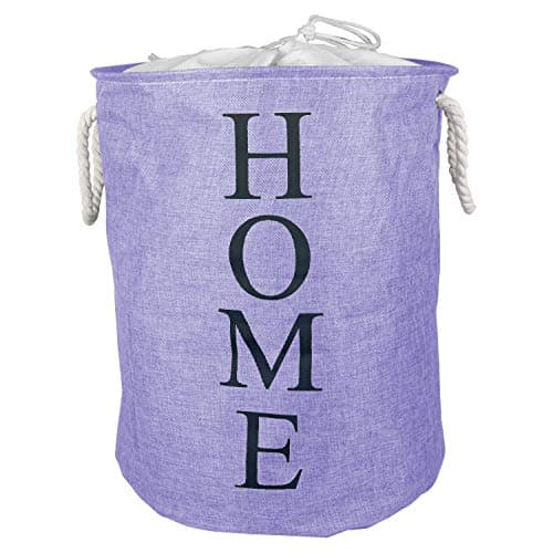 HOMIZE Multipurpose Foldable Drawstring Closure, Laundry Bag Hamper Basket with Rope Handle, 54 LTR, (Home-Purple)
