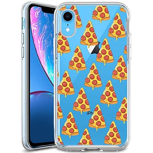 Pizza Clear Phone Case Compatible iPhone XR Customized Design by MERVELLE TPU Clear Shock-Proof Protective Case [Ultra Slim, Anti-Slippery]