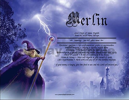Wizard - Personalized ANY First Name Meaning Keepsake Print 8.5" x 11" | Female Artwork Wall Decor Kids Room Holiday Boy Girl Mystical Merlin Potter