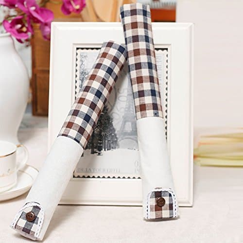 Refrigerator Door Handle Covers Keep Your Kitchen Appliance Clean From Smudges, Fingertips, Drips, &amp;Food Stains,Perfect For The oven, Microwave oven,&amp;The furniture with a handle (Coffee Plaid)