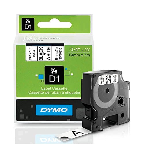 Dymo LabelManager 400 D1 High-Performance Label Tape, 3/4" x 23 ft, Black on White