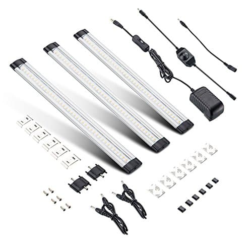 Rayhoo 12V LED Under Cabinet Lighting Kit, 3 Panel Kit, 12W Total, 24W Fluorescent Tube Equivalent, 900lm, Dimmable, 3000K Warm White