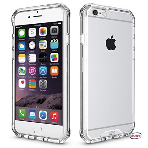 iFUOFF iPhone 6 Plus (5.5in) , Shock Absorbing Scratch Resistant Rubber Frame + Hard Back Cover Case - Clear