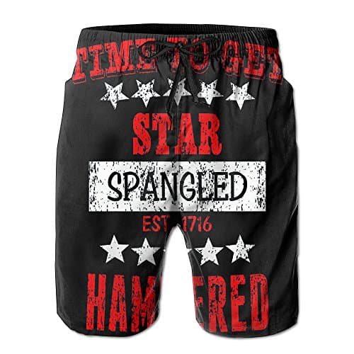 Time To Get Star Spangled Hammered Drawstring Beach Pant Casual Board Short For Man's