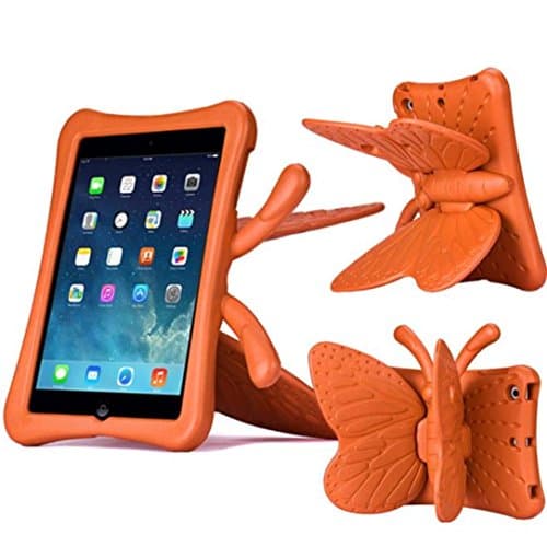 iPad Mini Case, iPad mini 1/2/3 Case ,FUA® 3D Cute Butterfly Heavy Duty Shock EVA Foam Stand Cover For iPad Mini 1/2/3 Kids' Gift (Orange)