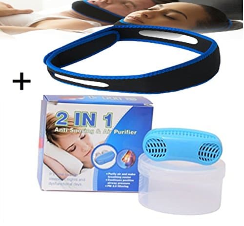 Anti Snoring Device - Sleep Easy Solution - Stop Snoring Solution Straps For Men - Women - Help Breathe Easy Anti Snoring Chin Strap + 1 Free Silicone Air Purifier Snoring Chin Strap Stopper Device