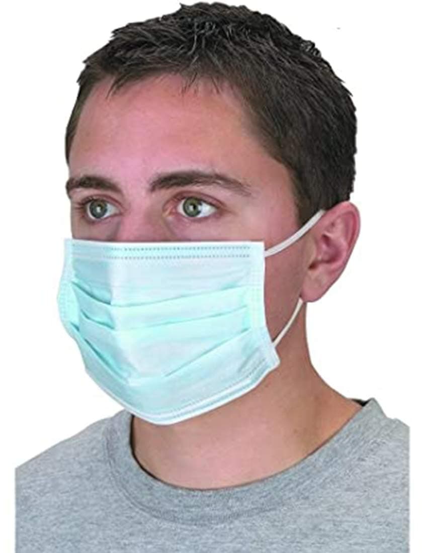 AREO 50 Pcs Disposable Face Masks with elastic Earloop, 3-Ply Thicker Breathable and Comfortable safety precaution Masks for Home Office Use (PINK/GREEN/WHITE ANY colour will be sent)