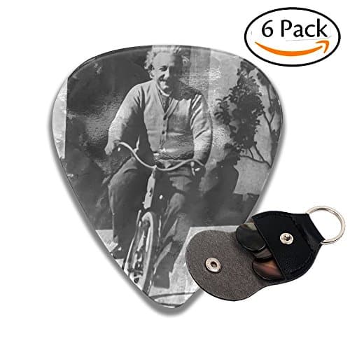 Doppyee Classic Einstein Biking 351 Shape Celluloid Guitar Picks 6 Pack Includes Thin, Medium &amp; Heavy Gauges