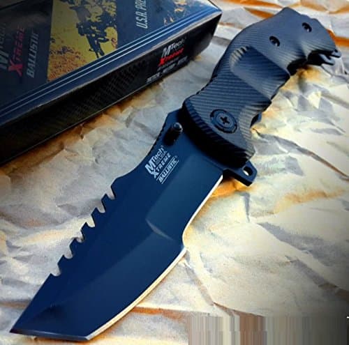 Kitchenlover 9" MTECH BLACK TACTICAL G10 COMBAT Spring Assisted Open Folding Pocket Knife NEW
