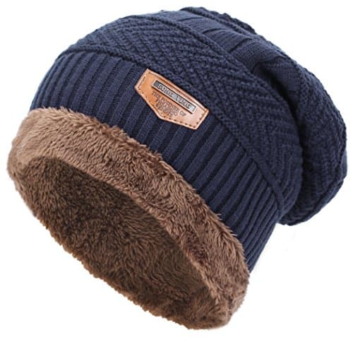 EASTER BARTHE Men's Oversized Fleece Lined Knit Beanie Hat - Thick Warm Winter Slouchy Beanie for Men Skull Beanie