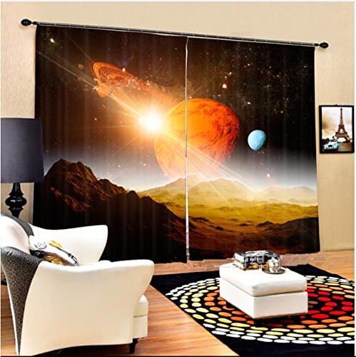 Wapel 3D 3D Planet, Star Planet, Universe Solar System, Theme Children'S Room, Bedroom, Ktv Box, Living Room Curtain 240X320CM