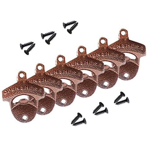 ProStuff Cast Iron Wall Mount Bottle Openers with Mounting Screws (Set of 6)