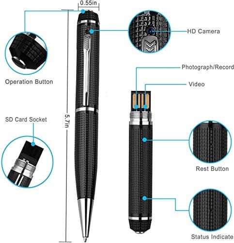 Hidden Camera Pen - Mini Spy Hidden Camera, Spy Cam with Small Camera - Mini Hidden Camera