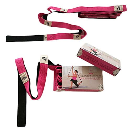 Stretching Strap With 10 Loops/Premium Quality Stretch Strap 98inch Long 0.94inch Wide Highly Effective For Athletes,Dancers Or For Physical Therapy,Grey (red)