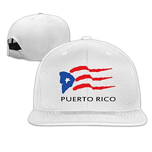 Puerto Rico Flag Tribal Solid Snapback Baseball Hat Cap One Size White