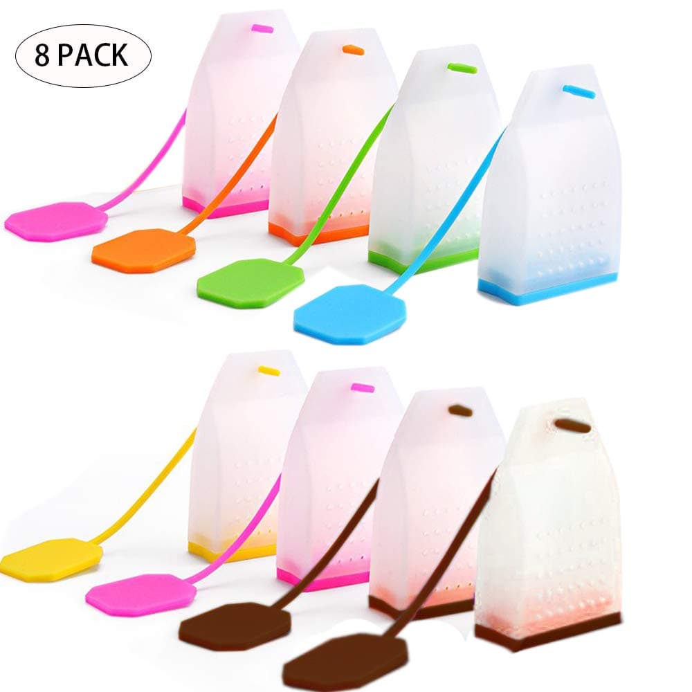 8 Pack Silicone Tea Infuser, KEKU Reusable Safe Loose Leaf Tea Bags Strainer Filter with