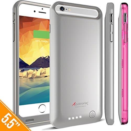 iPhone 6S Plus / iPhone 6 Plus Battery Case, Alpatronix BX140plus (5.5-inch) 4000mAh Rechargeable Protective Portable Charging Case for iPhone 6S+ 6+ [MFi Certified, iOS 10+ Support] - Silver / Pink