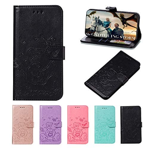 EWcover Leather Case for iPhone 11 Pro Max,Cute Bear Pattern Premium Leather Wallet Flip Case for iPhone 11 Pro Max