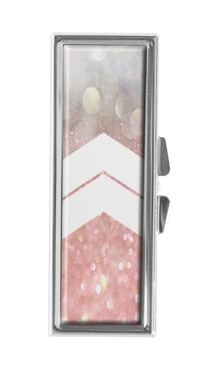 Pill Box for Purse or Pocket Pill Case Decorative Boxes Gift Box Pill Organizer for Travel Pill Box (Chevron Glitter Shimmer Pastel)